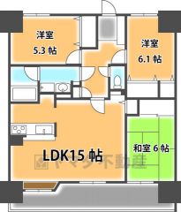 LDKは約15帖と十分な広さ＾＾6帖の和室が隣接しており、ホッと一息つくこともできますね＾＾