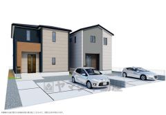 左側が2号棟。完成予想図。現況と異なる場合は現況優先となります。