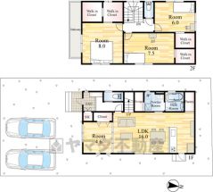 LDK16帖＾＾パントリー、シューズインクローク、洗面室収納有で収納充実の間取り＾＾