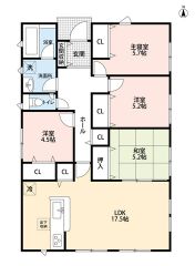 4LDK。LDK17.5帖。平屋。和室有＾＾