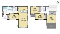 リビングは18帖の開放感あふれる空間です。2階は洋室が3部屋あるので、お子様が大きくなっても安心ですね＾＾