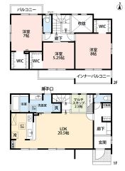 南向き＾＾3LDK。LDK20.5帖。畳敷マルチスキップあり＾＾全居室WIC完備＾＾