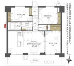 洋室が3部屋あるので、お子様が大きくなっても安心ですね＾＾バルコニーは2部屋より出られて便利。暖かな陽射しがたっぷり差し込みます。