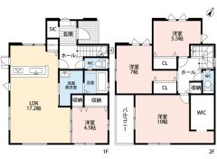 4LDK。LDK17.2帖＾＾パントリー付き。主寝室は広々10帖。ウォークインクローゼット付き＾＾南西バルコニーで陽当たり良好＾＾