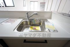 広々とした凸型シンクに洗剤ポケットを標準装備。大きなお鍋など洗いやすいです。