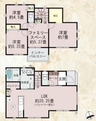 3LDK全室2面採光、風通しも良く暖かい日差しが差し込む気持ちの良い家。全居室収納付きでお片付けもラクラク＾＾