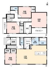 南向き＾＾4LDK。パントリー＆WIC＆FCL完備。全居室収納ありで収納充実の間取り＾＾主寝室は広々8帖。2面バルコニーで陽当たり良好＾＾