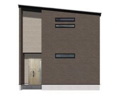 建物の正面をダークカラーで統一し、シャープな片流れ屋根を組み合わせた、スタイリッシュで洗練された外観です。シンプルながらも力強い存在感＾＾ 現況と異なる場合は現況優先となります。