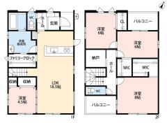 4LDK＾＾LDK18.5帖。パントリー＆FCL＆WIC完備＾＾2面バルコニーで陽当たり良好＾＾