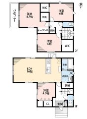 4LDＫ＾＾2階全居室6帖以上＆WIC完備＾＾収納充実の間取り＾＾