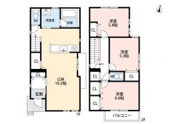 LDKは16.2帖、リビング収納あり＾＾2階には3洋室、主寝室はWクローゼット＾＾
