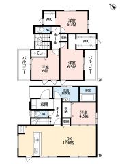 4LDK。南西向き。パントリー＆リビング収納＆2WICなど収納充実の間取り＾＾2面バルコニーで陽当たり＆風通し良好。