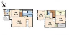 家族のコミュニケーションが増えるリビング階段です。2階は6帖以上の洋室が3部屋あるので、お子様が大きくなっても安心ですね＾＾