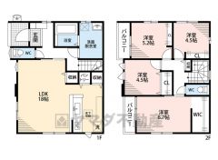 オールフローリング4LDK。LDKは広々18帖＾＾パントリー、リビング収納付き。ゆとりある広さの洗面脱衣室。主寝室にはウォークインクローゼットあり＾＾バルコニー2か所あり＾＾