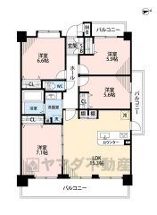 4LDK。全居室5.6帖以上、収納スペース付き＾＾南東向き広々バルコニー＾＾