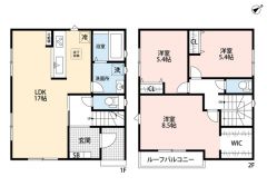オールフローリング3LDK＾＾主寝室は広々8.5帖。WIC完備。南東面バルコニーで陽当たり良好＾＾
