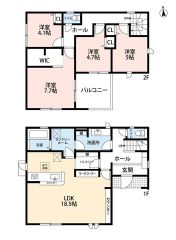 南向き＾＾4LDK＾＾洗面所と脱衣所を独立させプライバシー確保。主寝室にはWIC完備。南面バルコニーで陽当たり良好＾＾