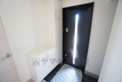 玄関扉にスリットのある明るい玄関です＾＾シューズボックスも付いています＾＾