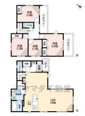  オールフローリング4LDK＾＾LDKは広々24帖＾＾リビング収納やリネン庫あり＾＾家族間のコミュニケーションがとりやすいリビング階段＾＾南東バルコニー2ヶ所＾＾ 