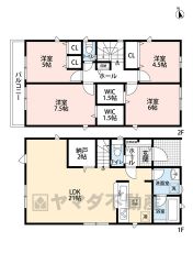 1階は広々21帖LDKと大容量のストレージルーム付き＾＾ 2階には4洋室、うち2部屋にWIC付き＾＾