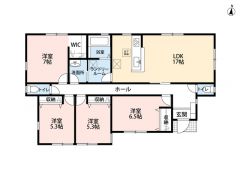 全居室収納有、広々WIC、床下収納有で収納充実の間取り＾＾ 4LDK＾＾LDK17帖＾＾ランドリールーム付＾＾