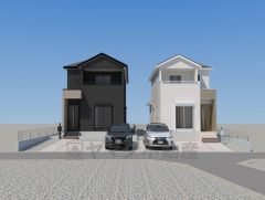 左側が6号棟。完成予想図。現況と異なる場合は現況優先となります。