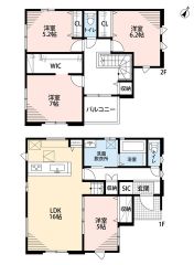 4LDK＾＾南向き＾＾陽当たり、風通し良好＾＾パントリーやシューズインクローク、WICなど収納充実の間取り＾＾