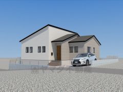 完成予想図。 清潔感あふれるホワイトのメイン壁に、玄関周りのベージュが温かみを添える、洗練されたデザイン＾＾