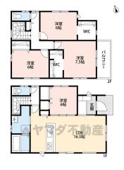 オールフローリング＾＾WIC・パントリー・ファミリークローク＾＾収納充実の間取り＾＾