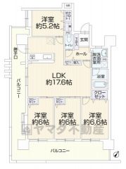 4LDK。2方向にある広々としたバルコニー付き＾＾陽当たり、風通し良好＾＾ お問い合わせお待ちしております＾＾