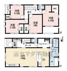 オールフローリング4LDK。収納充実の間取り＾＾広々パントリーやランドリールーム、LDKにカウンターあり＾＾南面バルコニーで陽当たり良好＾＾