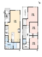 3LDK。南東向き。パントリー＆ウォークインクローゼットなど収納充実。食器洗浄乾燥機付きシステムキッチン標準装備。キッチン上部は折上天井などデザイン性の高い住まい＾＾
