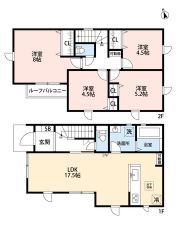 4LDK＾＾LDK17.5帖＾＾南向き＾＾都市ガス＾＾主寝室は8帖の広々空間＾＾全居室収納有で収納充実の間取り＾＾