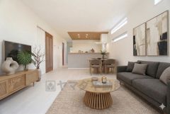 17帖。家族が集まる開放的なリビング。思い思いの時間を過ごしたり食事をしたり、素敵な団らんの場になりますね。家具はCGによるイメージ画像