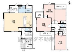 3LDK。4LDKも可＾＾お子様の成長に合わせて部屋を仕切れる仕様です＾＾ LDKは広々21帖。スタディーカウンター付き＾＾主寝室8.5帖。WIC付き＾＾2面バルコニーで陽当たり・風通し良好＾＾ 