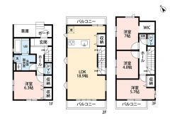 4LDＫ。ＬＤＫ18.9帖。3階建て＾＾ リビング階段有＾＾