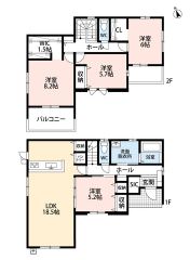 1階はLDKと洋室で23.7帖以上の広々空間＾＾ 2階は主寝室に大容量のWICなど全居室収納付き、南向きバルコニー＾＾