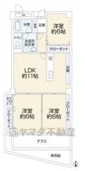 3LDK。テラス＆専用庭付き。南向きで陽当たり良好＾＾全居室ゆとりの6帖以上＆広々とした収納付き。