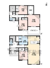 リビング19.5帖。お掃除しやすいオールフローリング。収納豊富な間取り＾＾