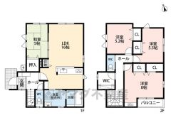 約5帖の和室含む4LDK。ファミリークローク完備＾＾主寝室8帖。スタディーカウンター＆ダブルクローゼット付き＾＾南西バルコニーで陽当たり良好。