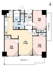 南向き＾＾角部屋。3LDK。全居室収納あり。2面バルコニーで陽当たり良好＾＾