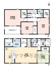 和室含む4LDK。LDK16.5帖＾＾フリースペース付き＾＾リビング階段。南面に広々インナーバルコニー付き＾＾