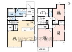 3LDKとファミリークロークとフリースペース付き＾＾キッチンにパントリーなど収納充実＾＾LDK15.7帖。