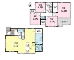 リビングは22帖以上の開放感あふれる空間です。2階は洋室が4部屋あるので、お子様が大きくなっても安心ですね＾＾