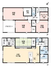 4LDKとテレワークルーム。南東向き。主寝室にWICなど全居室収納付き。居室から独立したテレワークルームあり＾＾幅広のインナーバルコニーで急な雨でも安心＾＾