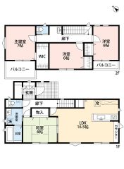 4LDK＾＾LDK16.5帖＾＾全室南西向きで陽当たり良好。パントリー＆WIC＆全居室収納ありで収納充実の間取り＾＾