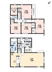 4SLDK。開放感のある広々とした19帖のLDK^^各居室収納スペースあり。