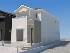 明るい白を基調とし、玄関周りのアクセントカラーが優しい印象を与えるナチュラルモダンな外観です＾＾ 