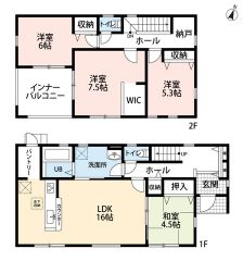 リビングは16帖の開放感あふれる空間です。2階は洋室が3部屋あるので、お子様が大きくなっても安心ですね＾＾