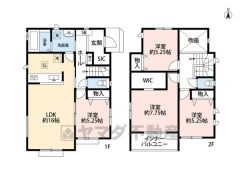 4LDK。LDKと隣洋室合わせて21.25帖の広々空間＾＾主寝室7.75帖。WIC付き＾＾南面インナーバルコニー＾＾玄関上部は吹抜けで明るい空間＾＾SICあり＾＾